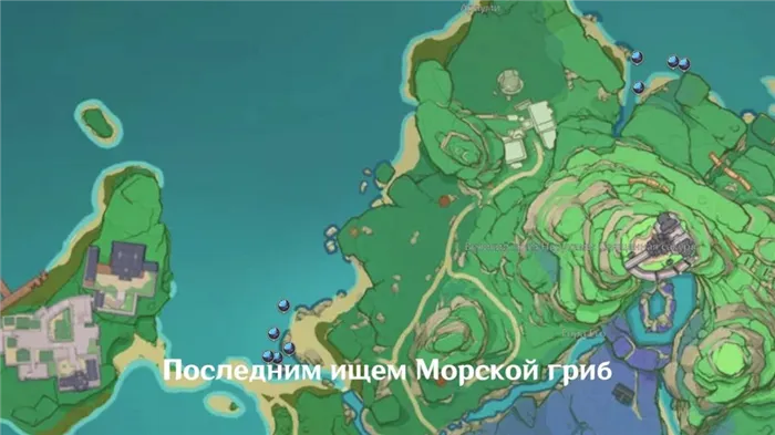 Где найти морские грибы на острове Наруками в ударе Хараками