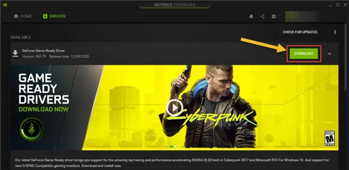 Драйвер Cyberpunk 2077 NVIDIA GeForce